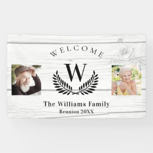 Family reunion custom photo monogram welcome  banner