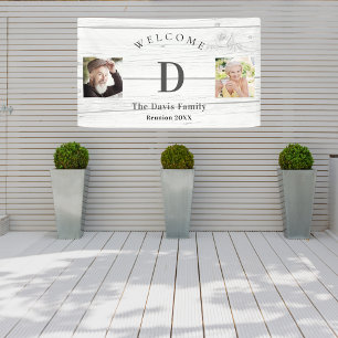 Family reunion custom photo monogram welcome banner