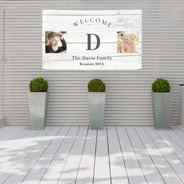 Family reunion custom photo monogram welcome banner (Creator Uploaded)
