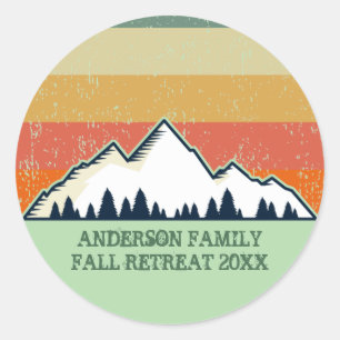 Family Reunion Custom Sunset Fall Retreat Party Classic Round Sticker
