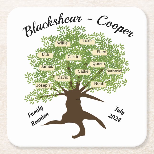 Family Reunion Customised Paper Coaster Set of 6 (Front)