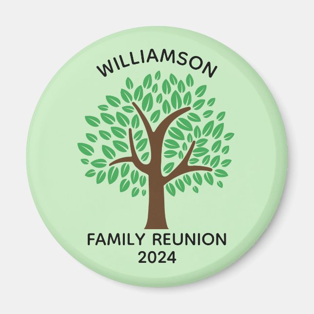 Family Reunion Cute Green Tree Custom Keepsake Magnet (Front)