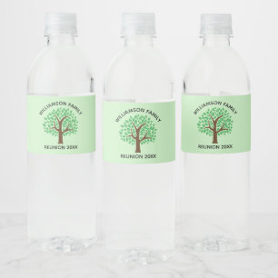 Family Reunion Cute Green Tree Custom Party Water Bottle Label
