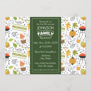 Family reunion design with colourful background invitation
