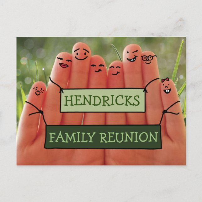 Family Reunion design with fingers Invitation Postcard (Front)