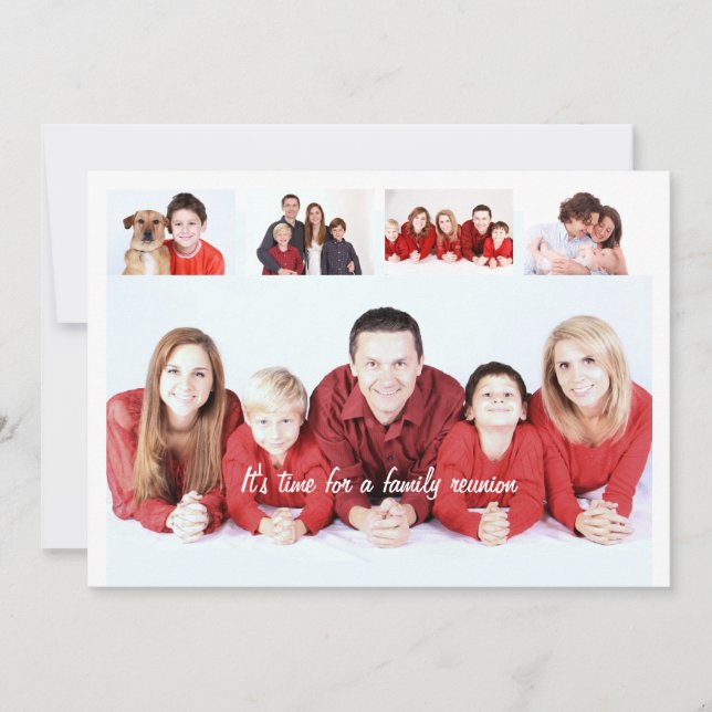 Family reunion DIY 5 photo informal get together Thank You Card (Front)