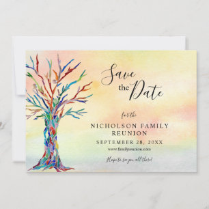 Family Reunion Elegant Coloured Tree Save The Date