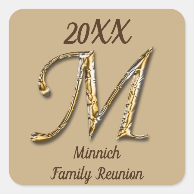 Family Reunion Elegant Gold Letter M Monogram Seal (Front)