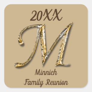 Family Reunion Elegant Gold Letter M Monogram Seal