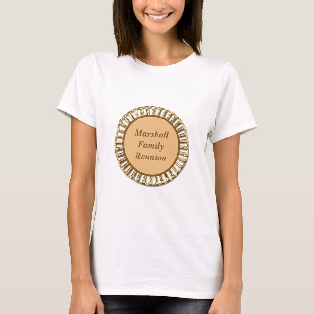 Family Reunion Elegant Gold Silver Any Last Name T-Shirt (Front)