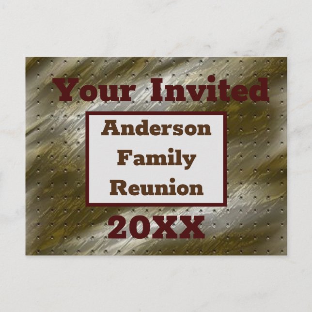 Family Reunion Elegant Golden Abstract Invitation Postcard (Front)