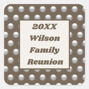 Family Reunion Elegant Silver Polka Dot Pattern Square Sticker