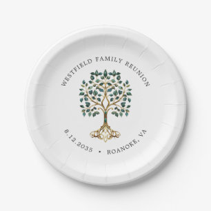 Family Reunion Emerald Tree of Life Paper Plate