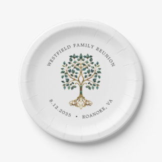 Family Reunion Emerald Tree of Life Paper Plate