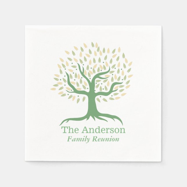 Family Reunion Family Tree Elegant Green Napkin (Front)