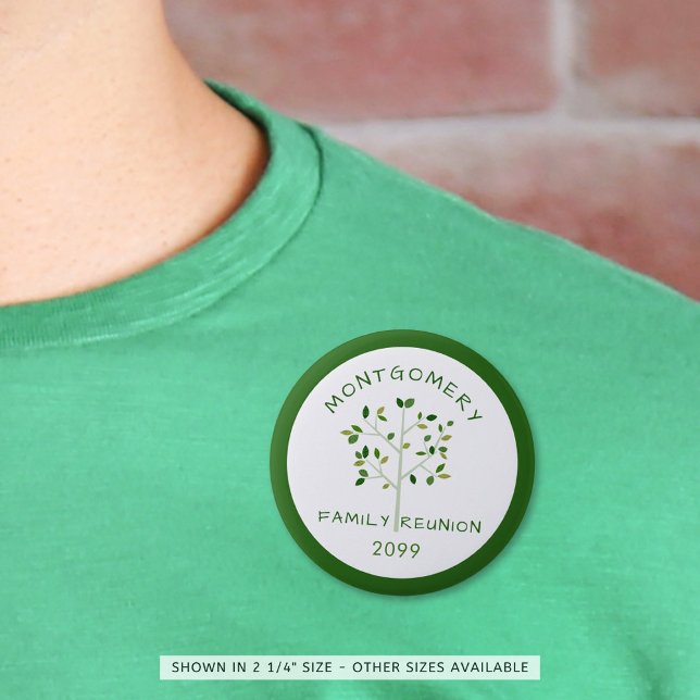 Family Reunion Family Tree Green Personalised 6 Cm Round Badge (Creator Uploaded)