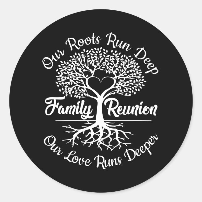 Family Reunion Family Tree Heart Classic Round Sticker (Front)