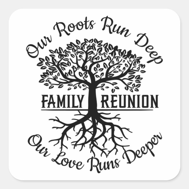 Family Reunion Family Tree Heart Roots Square Sticker (Front)