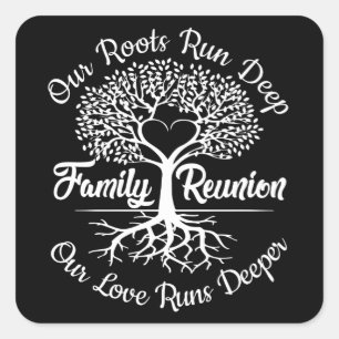 Family Reunion Family Tree Heart Square Sticker