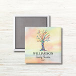 Family Reunion Family Tree  Magnet<br><div class="desc">These colourful Family Reunion Magnets are decorated with a mosaic family tree in the colors of the rainbow on a watercolor background. Customize them with your family name and the year. Use the Customize Further option to change the text size, style, or color if you wish. Original Mosaic and Watercolor...</div>