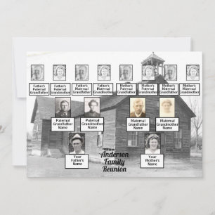 Family Reunion Family Tree Old Wooden Church Invitation