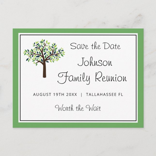 Family Reunion Family Tree Save the Date Postcard (Front)