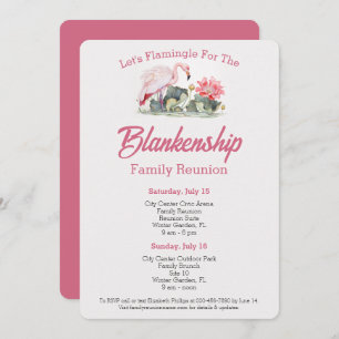 Family Reunion Flamingo Art Two Day Event Custom Invitation
