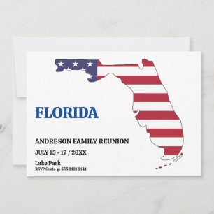 Family Reunion 🎉 FLORIDA State Map USA Flag  Invitation