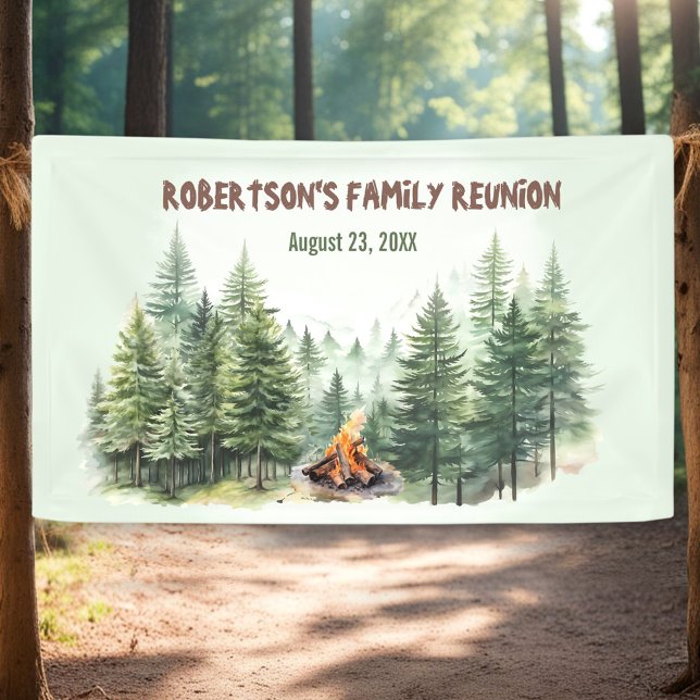 Family Reunion Forest Campfire Green Banner (Family Reunion Forest Campfire Green Banner)