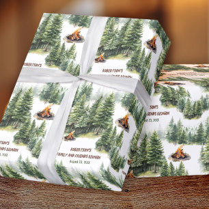 Family Reunion Forest Campfire Green Name Wrapping Paper