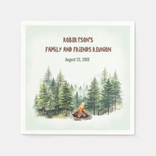 Family Reunion Forest Campfire Green Napkin