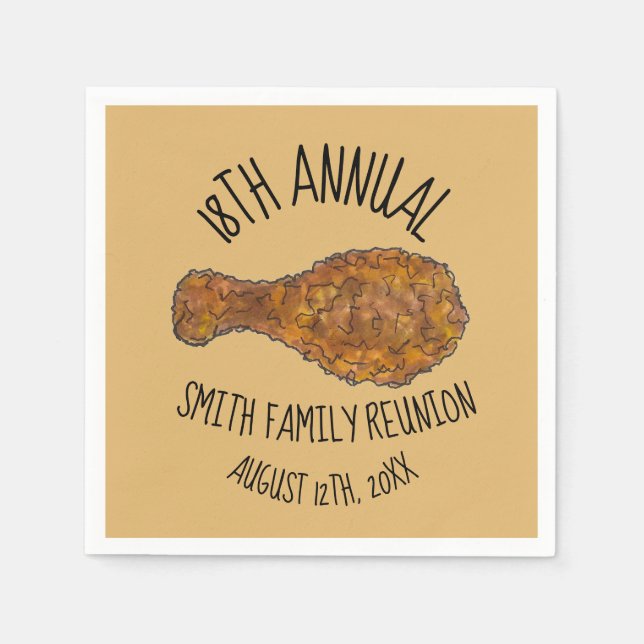 Family Reunion Fried Chicken Leg Drumstick Picnic Napkin (Front)