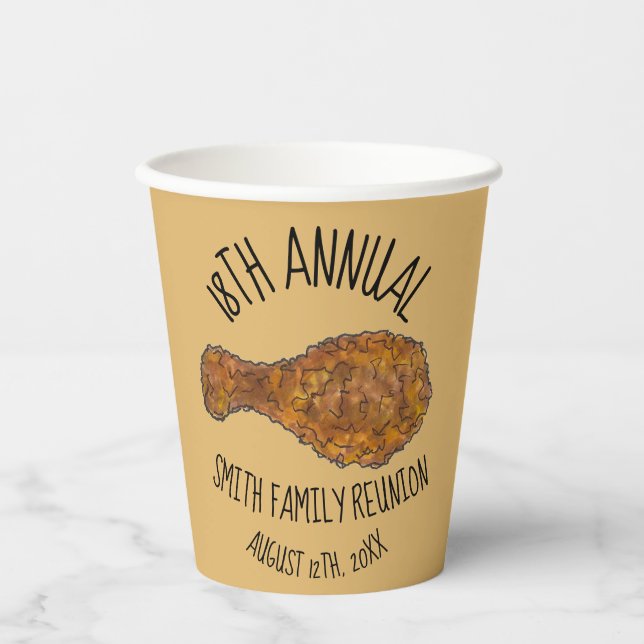 Family Reunion Fried Chicken Leg Drumstick Picnic Paper Cups (Front)