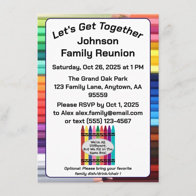 Family Reunion Fun Invitation Enclosure Card (Front)