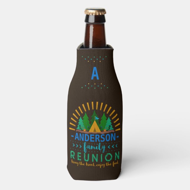 Family Reunion Funny Camping Trip | Add Name Bottle Cooler (Bottle Front)