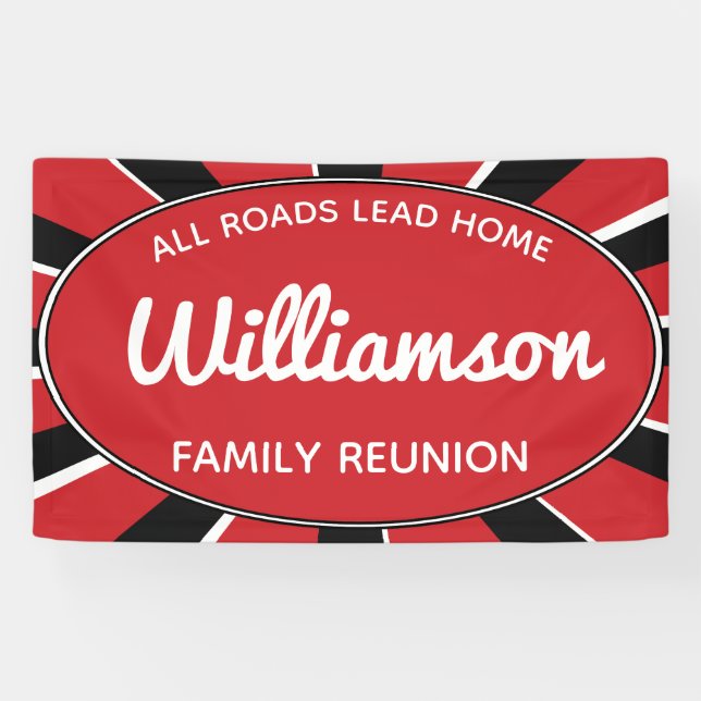 Family Reunion Gathering Black,Red and White Event Banner (Horizontal)