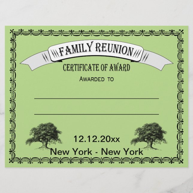 Family Reunion/Gathering Certificate of Award Flyer (Front)