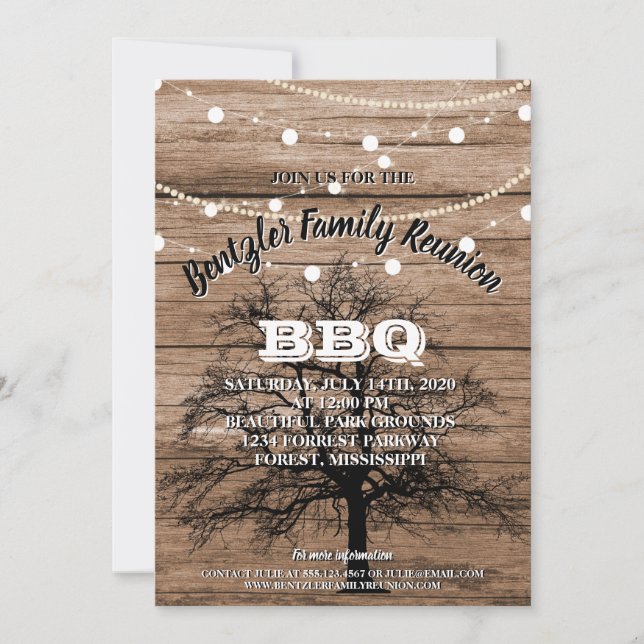 Family Reunion Genealogy BBQ Tree Gathering Invitation (Front)