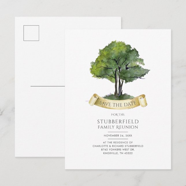 Family Reunion Genealogy Tree Annual Save the Date Announcement Postcard (Front/Back)
