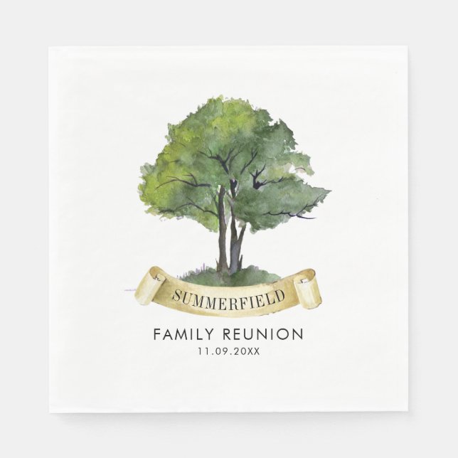 Family Reunion Genealogy Tree Cousins Party Paper Napkin (Front)