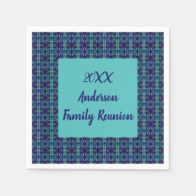 Family Reunion Geometric Tie-dye Yearly Gathering Napkin (Front)