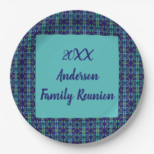 Family Reunion Geometric Tie-dye Yearly Gathering Paper Plate