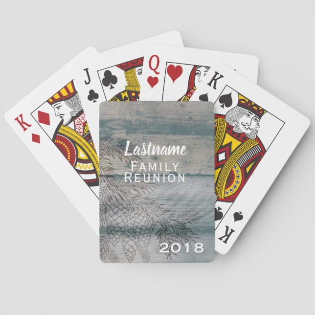 Family Reunion Gift Fall Winter Rustic Monogram Playing Cards (Back)