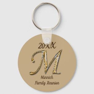Family Reunion Gold Letter M Monogram Keepsake Key Ring