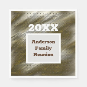 Family Reunion Gold White Diagonal Stripe Abstract Napkin