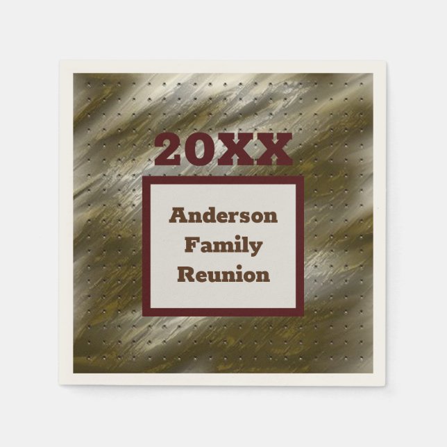 Family Reunion Gold White Striped Abstract Elegant Napkin (Front)