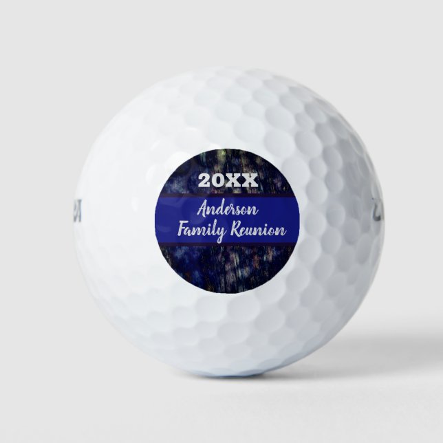 Family Reunion Golf Outing Navy Blue Abstract Balls (Front)