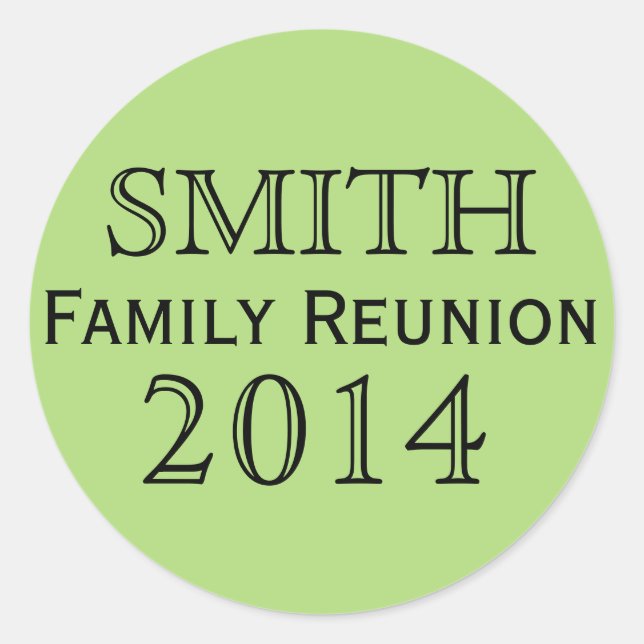 Family Reunion Green Background Classic Round Sticker (Front)