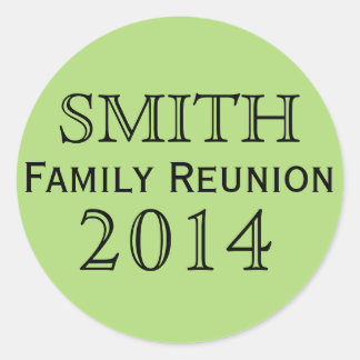 Family Reunion Green Background Classic Round Sticker