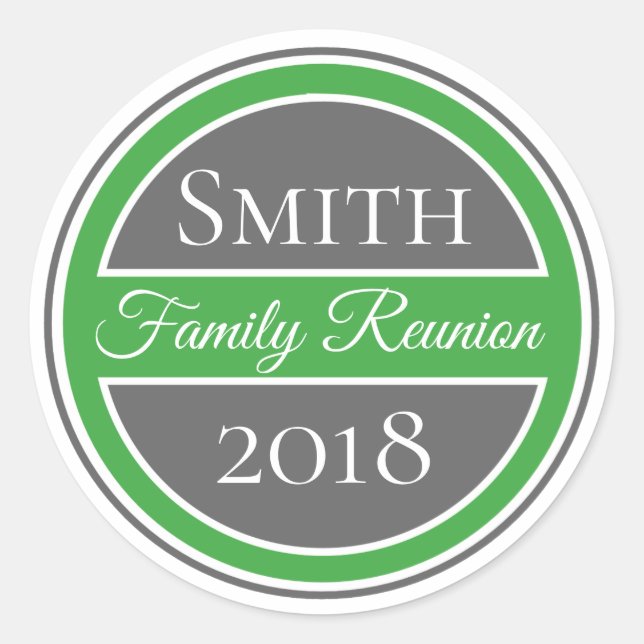 Family Reunion Green Badge Classic Round Sticker (Front)